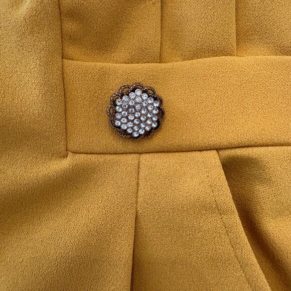 Womens Mustard Paperbag Waist 70s Style Yellow Pants W/ Pleated Front Size M - Picture 5 of 11